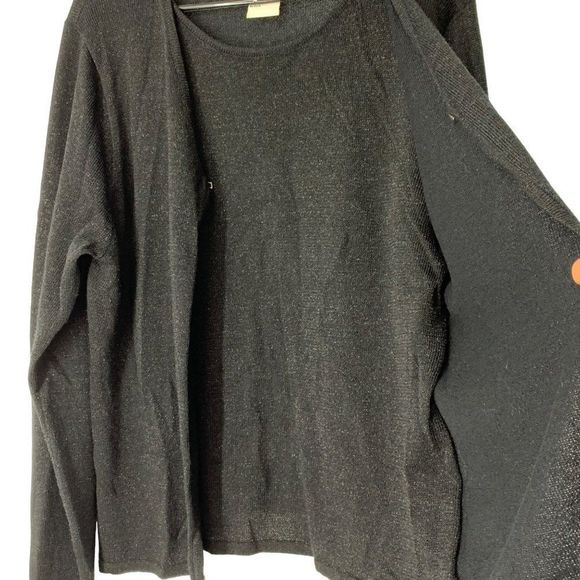 Womens Sag Harbor Size L Metallic Sparkle Bling bBack Fooler Sweater Top 5070 - Picture 3 of 6